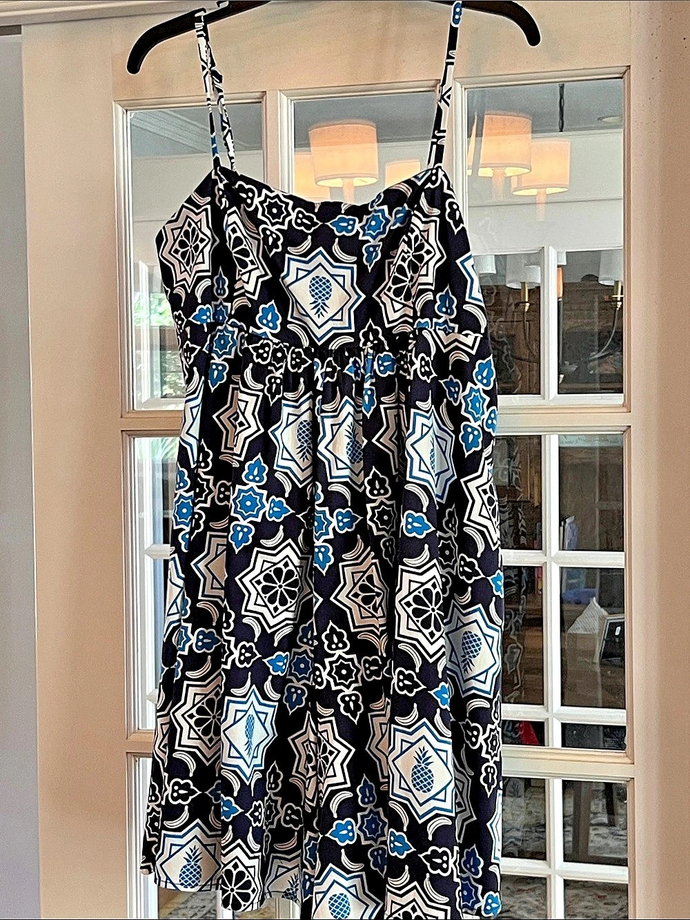 Hutch, an Anthropology Brand, Noble Pineapple Romper Mini Dress royal blue, navy